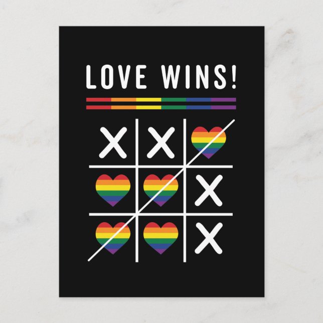 Postal Tic Tac Toe Love gana el orgullo gay LGBTQ (Anverso)
