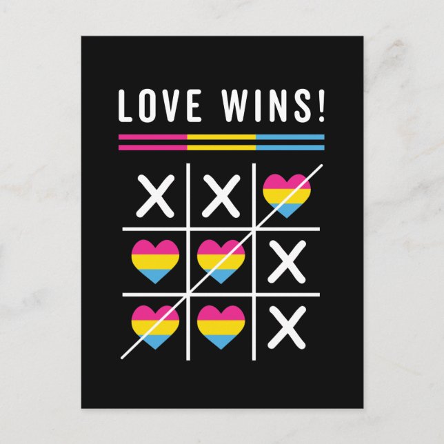 Postal Tic Tac Toe Love gana el orgullo LGBTQ Pansexual (Anverso)
