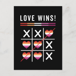 Postal Tic Tac Toe Love Gana Orgullo Lésbico LGBTQ