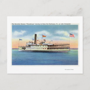 Postal Ticonderoga Steamer que sale de Port Burlington,
