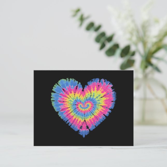 Postal Tie Dye Valentines Colorful Hearts Day (Anverso de pie)