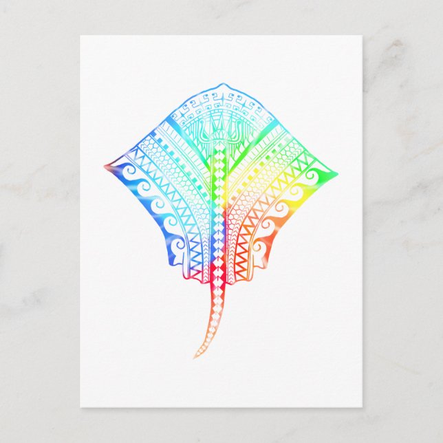 Postal Tie Dyed Colours Tribal Stingray (Anverso)