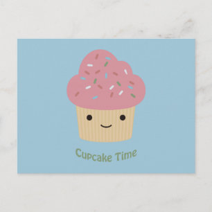 Postal ¡Tiempo de Cupcake! Cute Cupcake Rosa