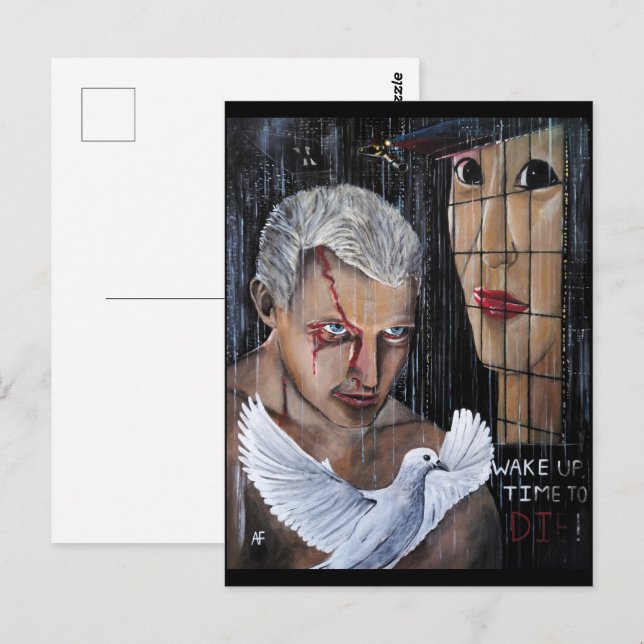 Postal ¡Tiempo de morir! Pintura de Alfred Fox (Anverso / Reverso)