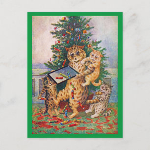 Postal Tiempo de navidades en Catland, Louis Wain