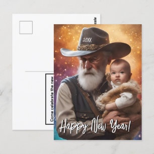 Postal Tiempo de padre occidental y Año Nuevo bebé
