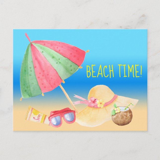 Postal ¡Tiempo de Playa! (Anverso)