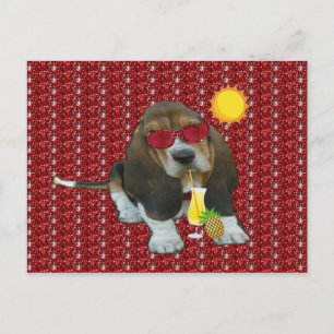 Postal Tiempo de verano de la poscarta Basset Hound Sheld