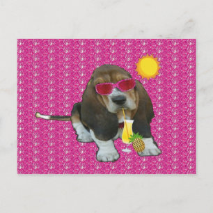 Postal Tiempo de verano de la poscarta Basset Hound Sheld
