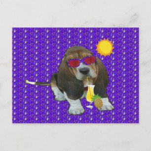 Postal Tiempo de verano de la poscarta Basset Hound Sheld