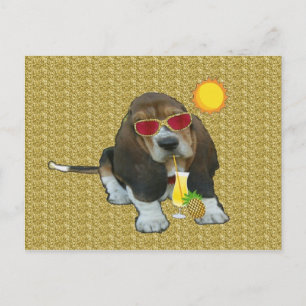Postal Tiempo de verano de la poscarta Basset Hound Sheld