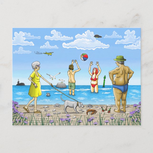 Postal Tiempo de verano en la playa (Anverso)