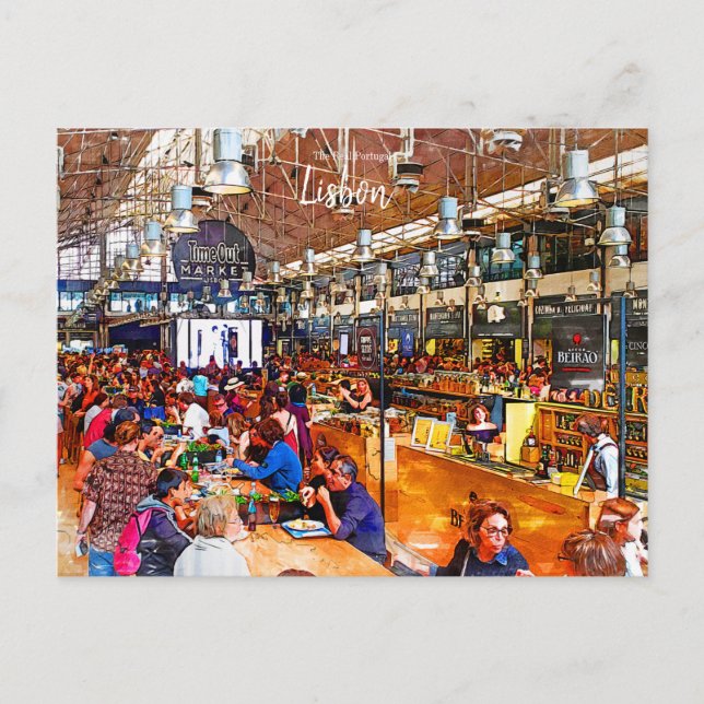 Postal Tiempo fuera de mercado Lisboa Portugal (Anverso)