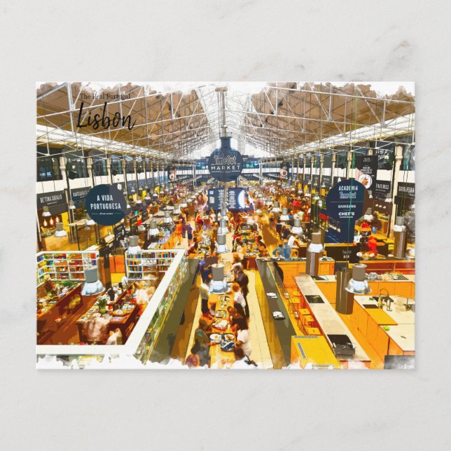 Postal Tiempo fuera de mercado Lisboa Portugal (Anverso)