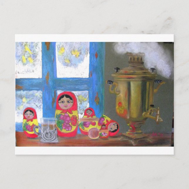 Postal tiempo ruso del té (Anverso)