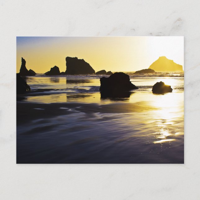 Postal Tiempos de luz - Rock facial, Bandon, Oregón (Anverso)