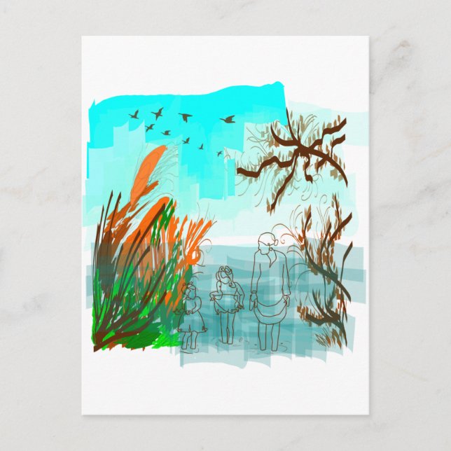 Postal Tiempos divertidos con la vista al aire libre cont (Anverso)