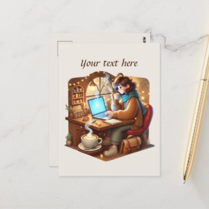 Postal Tienda de café Cute add your text