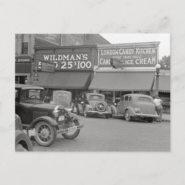 Postal Tienda de dulces y helados, 1938 (Anverso)