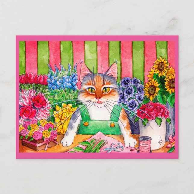 Postal Tienda de flores de arte de gato (Anverso)