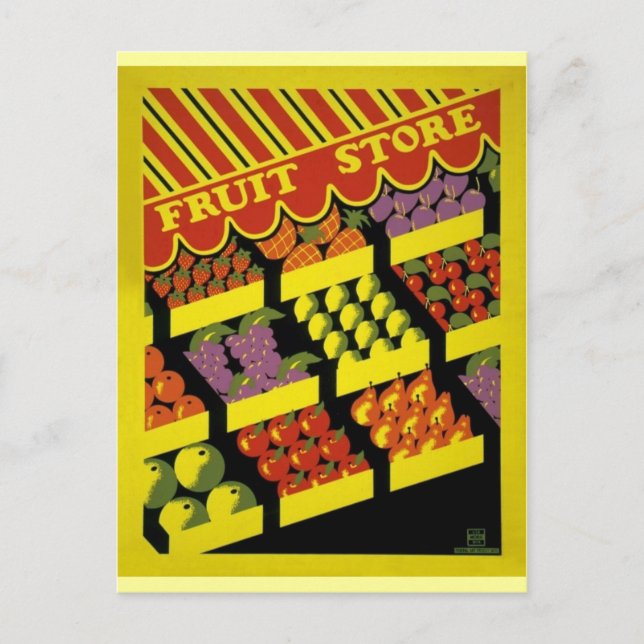Postal Tienda de frutas - Poster WPA - (Anverso)