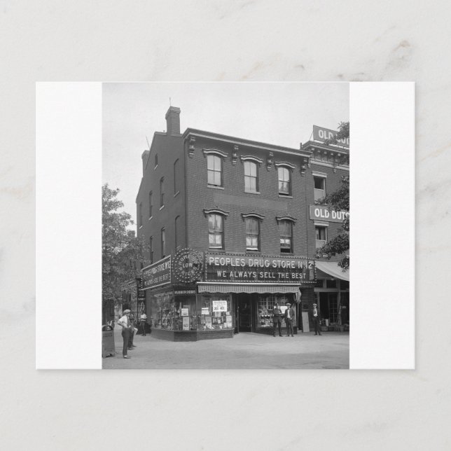 Postal Tienda de medicamentos del pueblo, 1921 (Anverso)