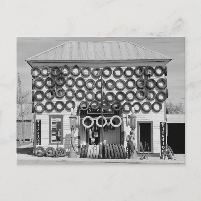 Postal Tienda de neumáticos Firestone, 1940 (Anverso)