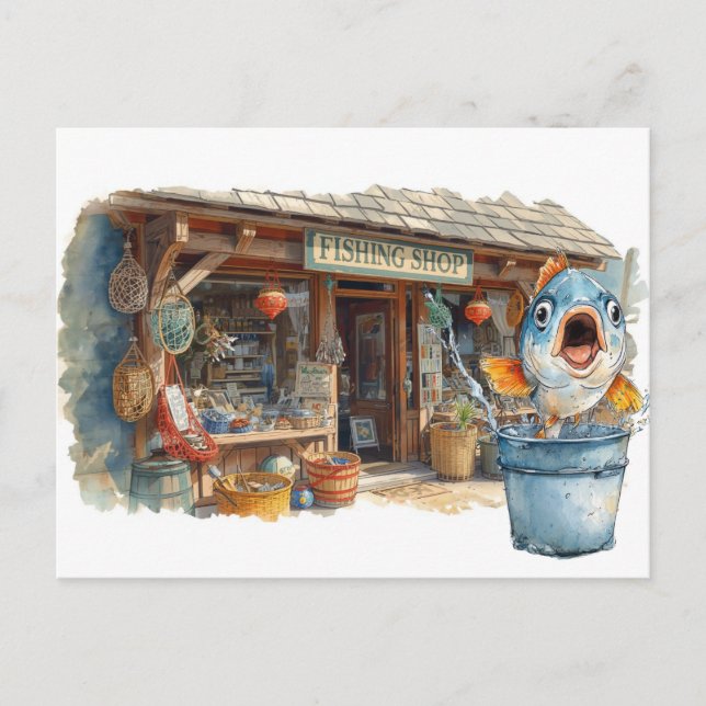 Postal Tienda de pesca (Anverso)