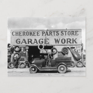 Postal Tienda de piezas Cherokee, 1936