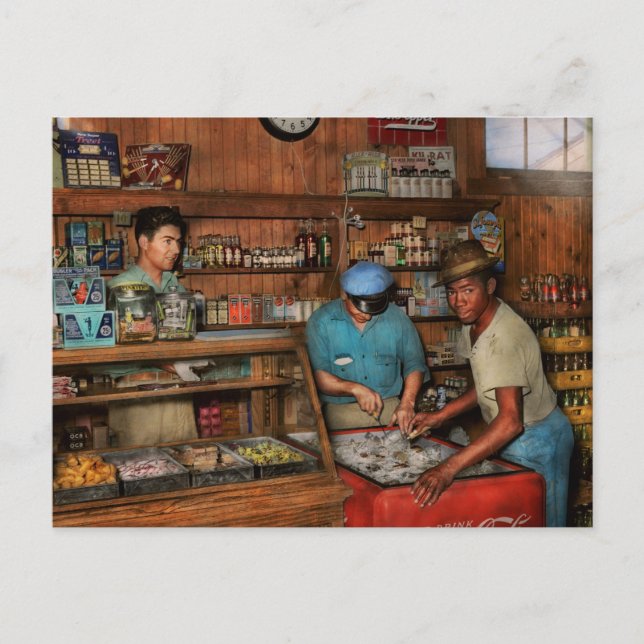 Postal Tienda - Sacando un refresco 1938 (Anverso)