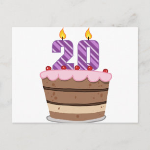 Postal Tiene 20 años en la torta de cumpleaños
