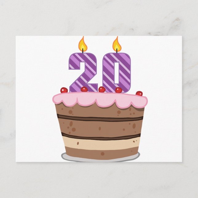 Postal Tiene 20 años en la torta de cumpleaños (Anverso)