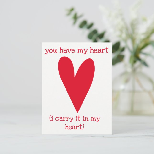 Postal Tienes mi corazón | Poema de E.E. Cummings (Anverso de pie)