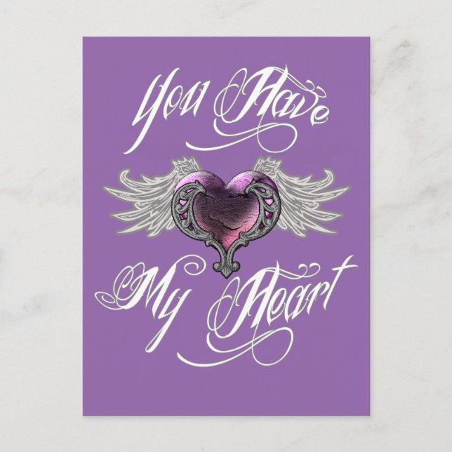 Postal Tienes Mi Corazón Rosa (Anverso)