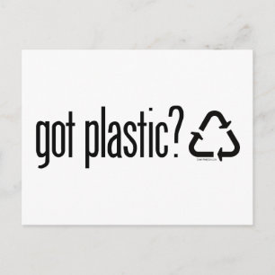 Postal ¿Tienes plástico?Rótulo de reciclaje