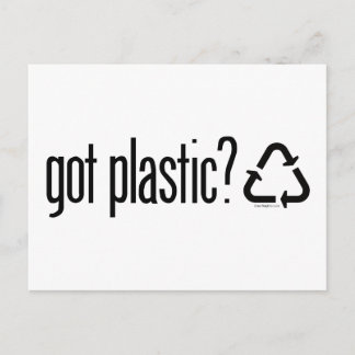 Postal ¿Tienes plástico?Rótulo de reciclaje