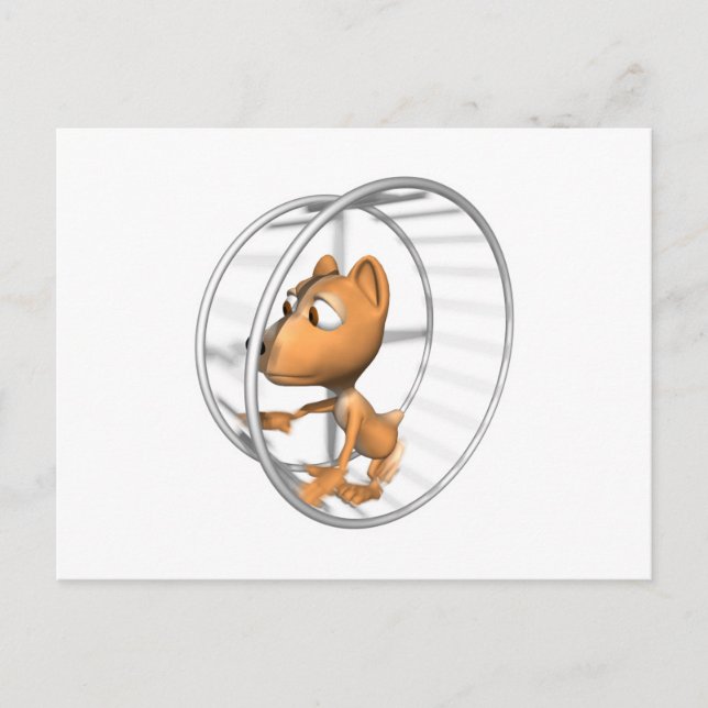 Postal tierno hamster corriendo al volante (Anverso)