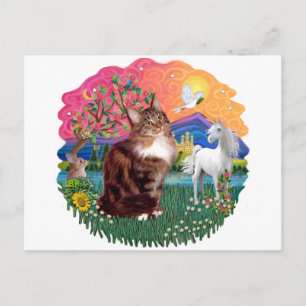 Postal Tierra de Fantasía (ff) - gato Maine Coon (atigrad