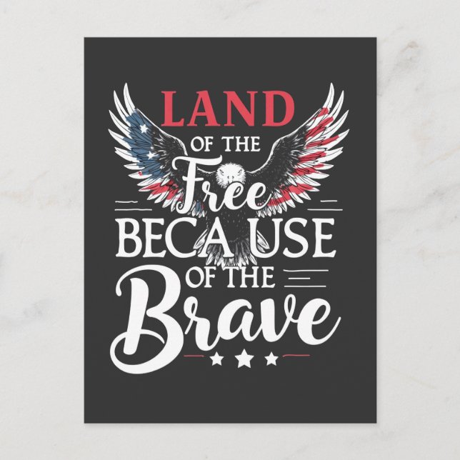 Postal Tierra de los libres por el valiente veterano (Anverso)