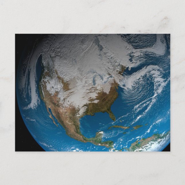 Postal Tierra Fuerte con nubes simuladas sobre Norteaméri (Anverso)