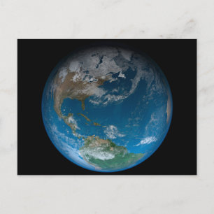 Postal Tierra llena con Norte y Sur América.