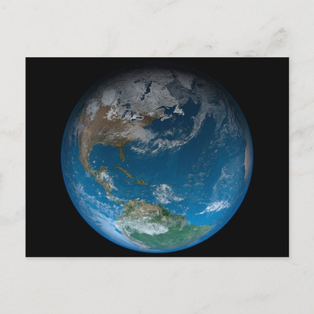 Postal Tierra llena con Norte y Sur América.