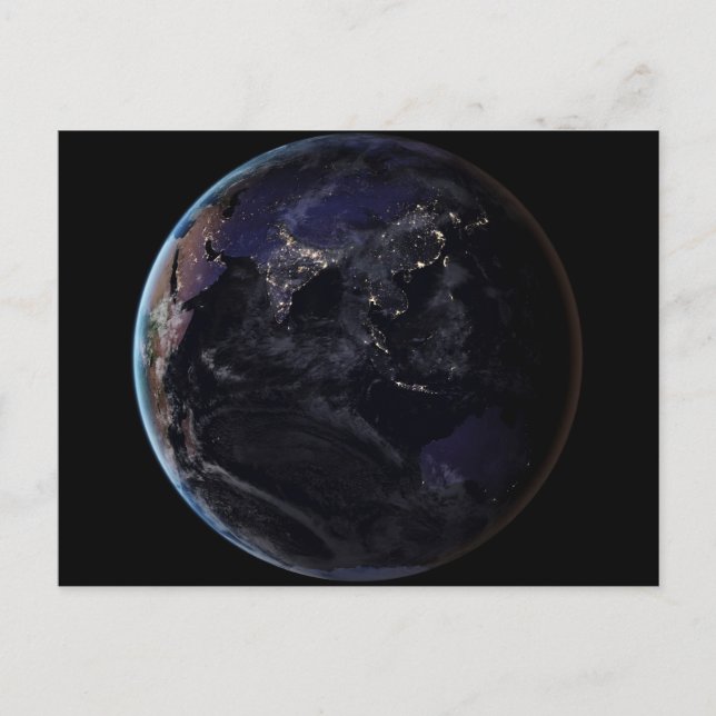 Postal Tierra Llena Que Muestra Luces De Asia Por La Noch (Anverso)