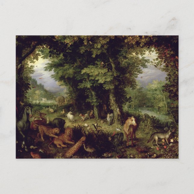 Postal Tierra o el paraíso terrenal, 1607-08 (petróleo so (Anverso)