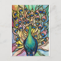 Tiffany Peacock Estilo de vidrio manchado ARTpostc