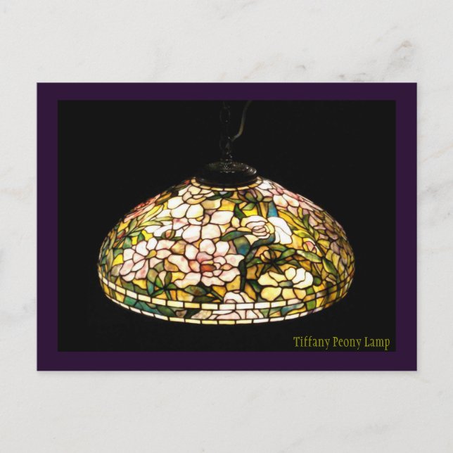 Postal Tiffany Peony Lamp Arte Elegante (Anverso)