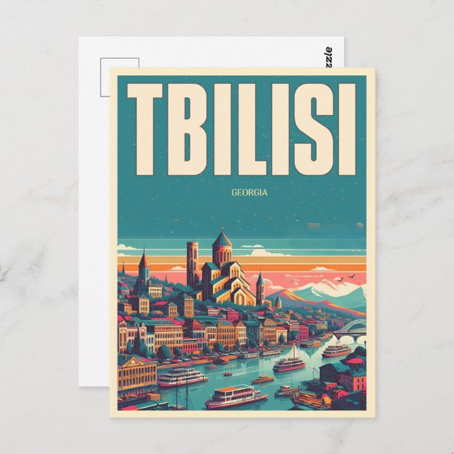 Postal Tiflis Capital de Georgia, regalos de recuerdo ret (Anverso / Reverso)