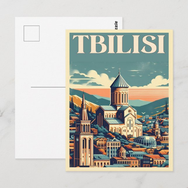 Postal Tiflis Capital de Georgia, regalos de recuerdo ret (Anverso / Reverso)