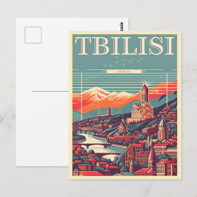 Postal Tiflis Capital de Georgia, regalos de recuerdo ret (Anverso / Reverso)