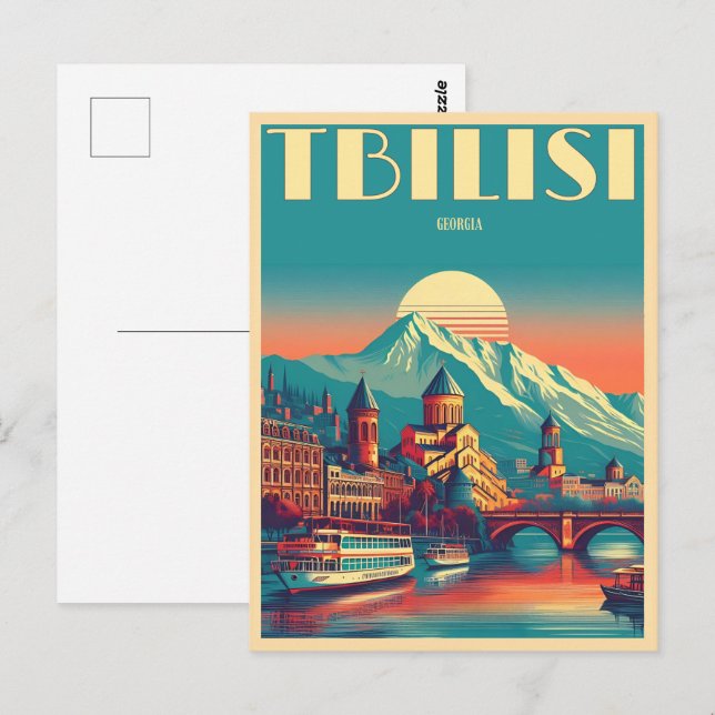 Postal Tiflis Capital de Georgia, regalos de recuerdo ret (Anverso / Reverso)